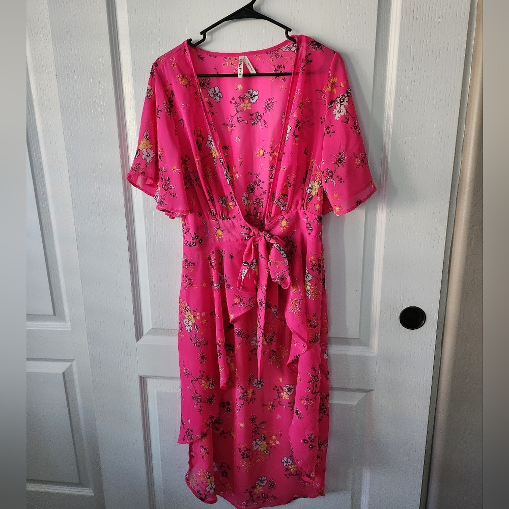Cover-up/Robe with Front Tie Pink LG
